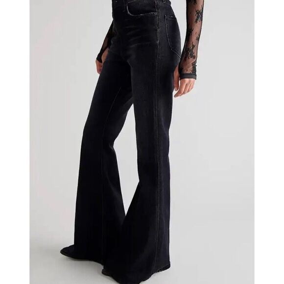 Sandrine Rose x Free People Charbon Super Flare Jeans Size 30 NWT - Picture 1 of 7